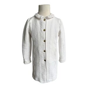 Petit Bateau Girls White Coat Jacket with Logo Snap Golden Buttons & Pockets 6Y